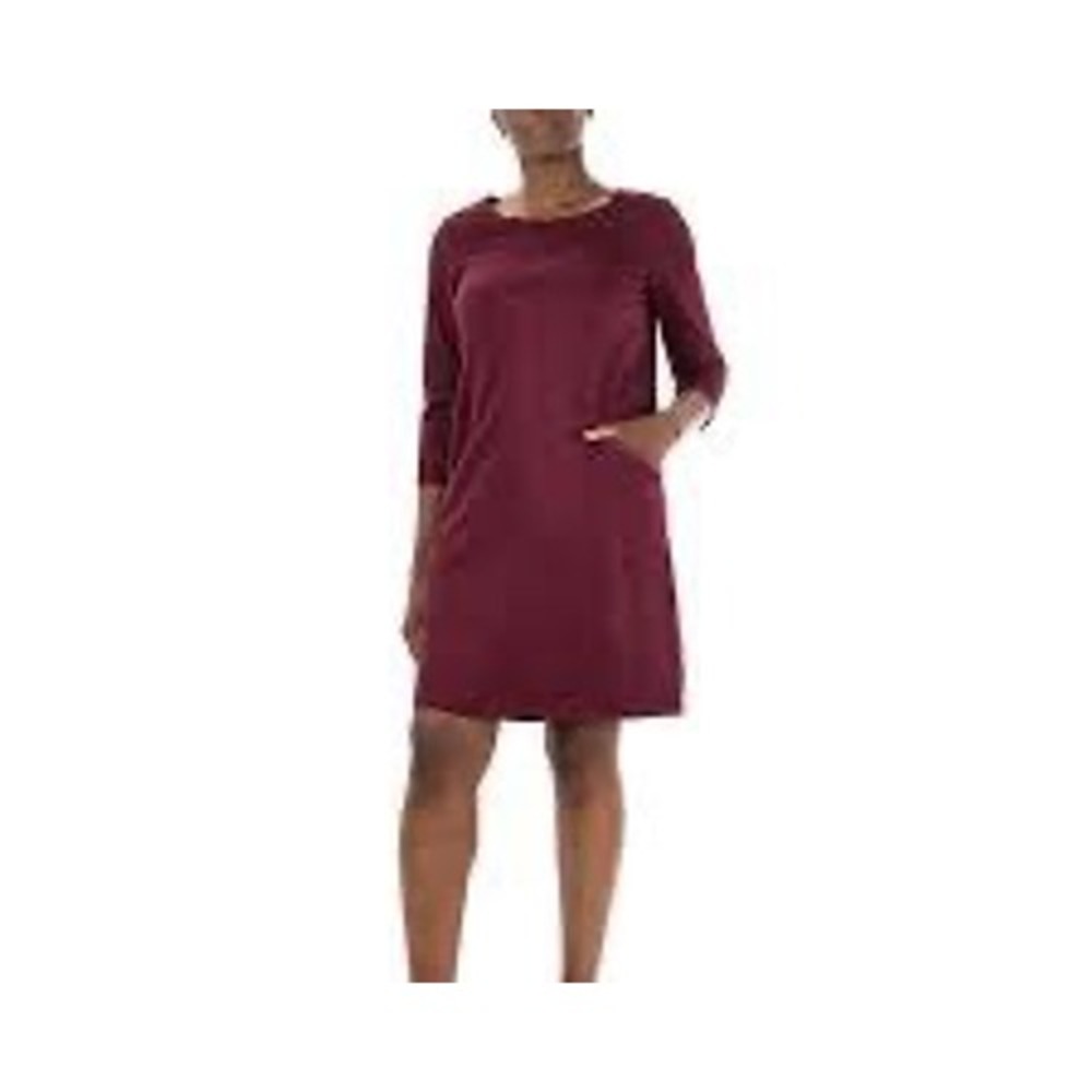 Nina Leonard Women's 3/4 Sleeve Scoop Neck Trapeze‎ Shift Dress